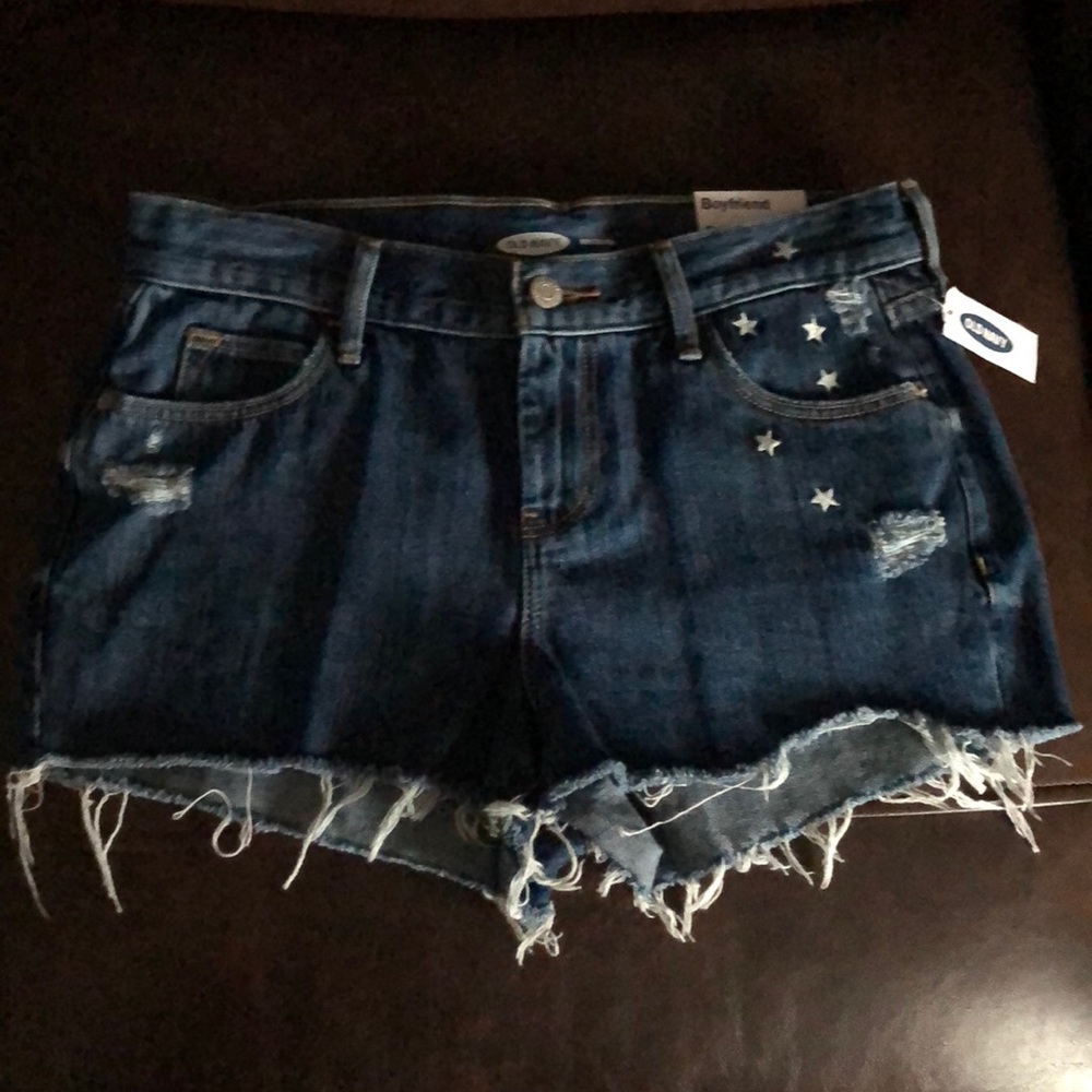 Embroidered-Stars Denim Cutoffs - 2.5 inch inseam - Picture 2 of 5